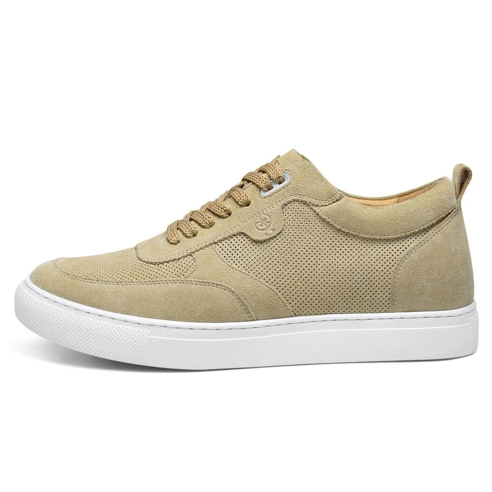 5 CM/1.95 Inches CMR CHAMARIPA Men's Height Increasing Shoes - Light Yellow Breathable Leather