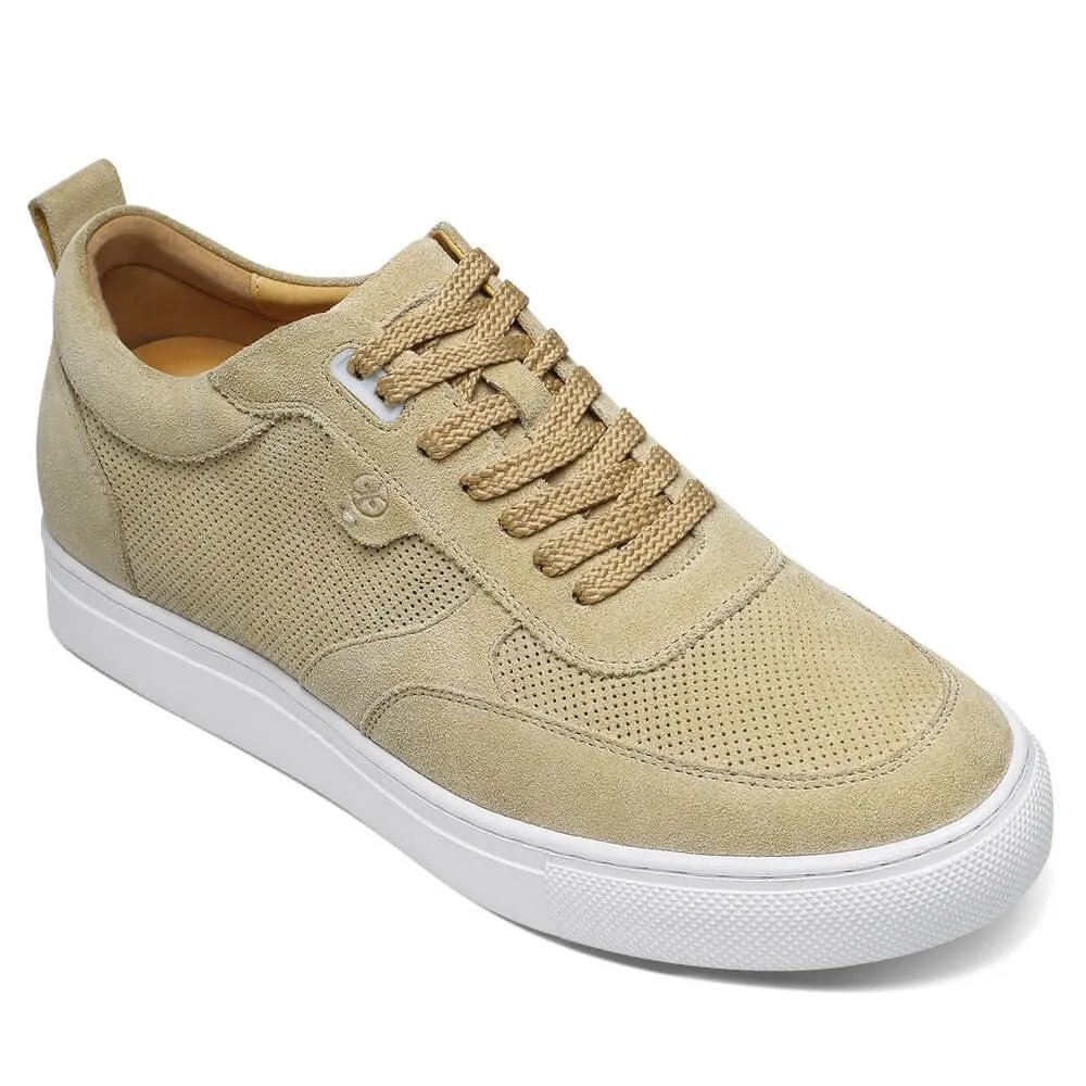 5 CM/1.95 Inches CMR CHAMARIPA Men's Height Increasing Shoes - Light Yellow Breathable Leather