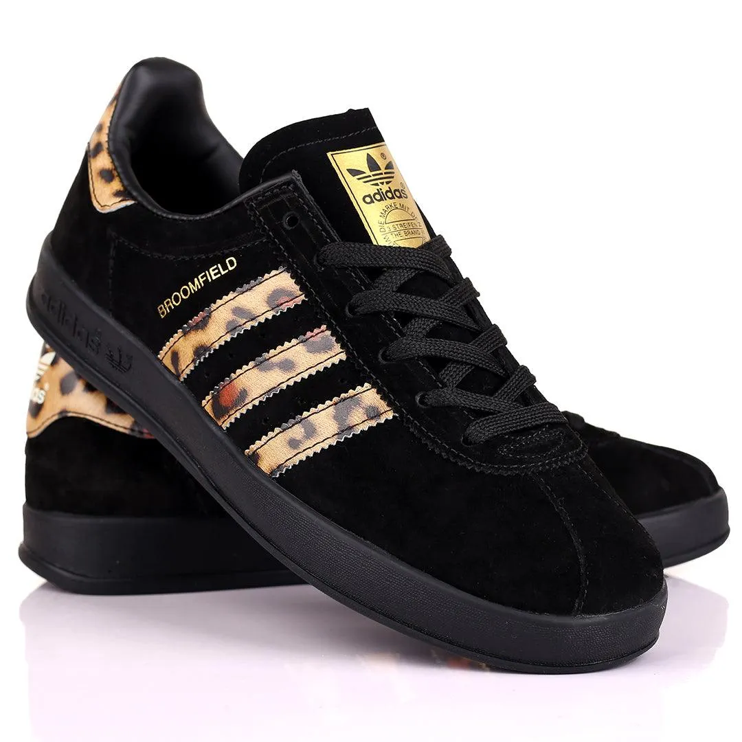 AD Broomfield  Exquisite Leopard Stripes Designed Sneakers  - Black