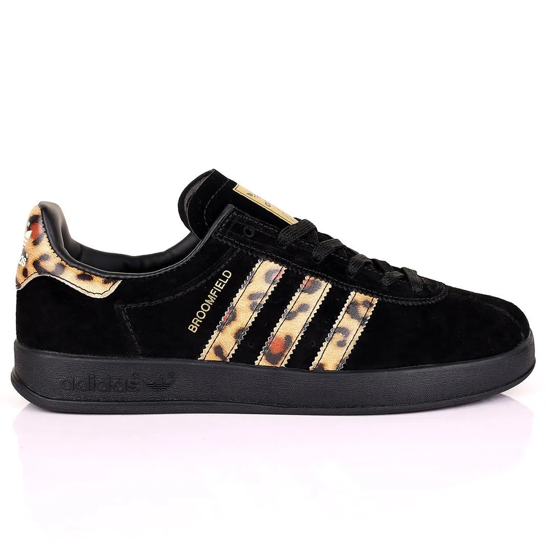 AD Broomfield  Exquisite Leopard Stripes Designed Sneakers  - Black