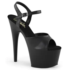 Adore-709 Black Faux Leather, 7" Heels