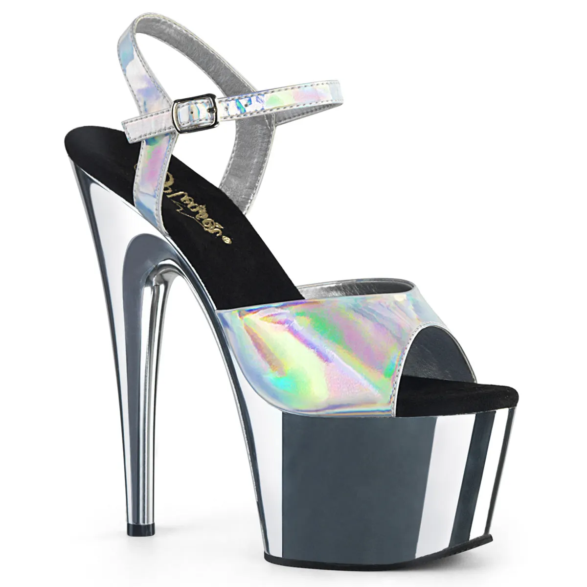 Adore-709HGCH Silver Hologram/Silver Chrome, 7" Heels