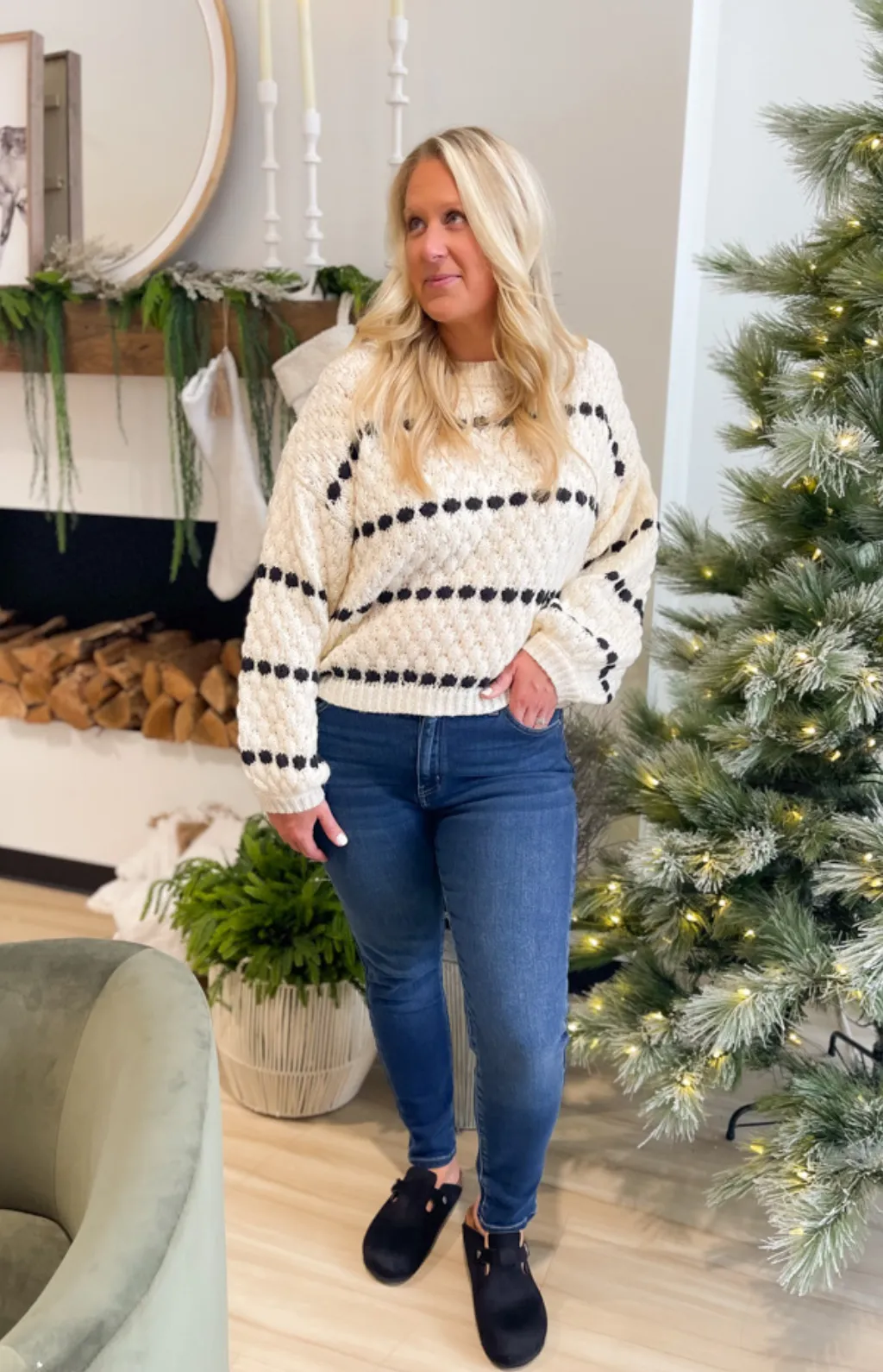 Allison Striped Relaxed Fit Knit Sweater