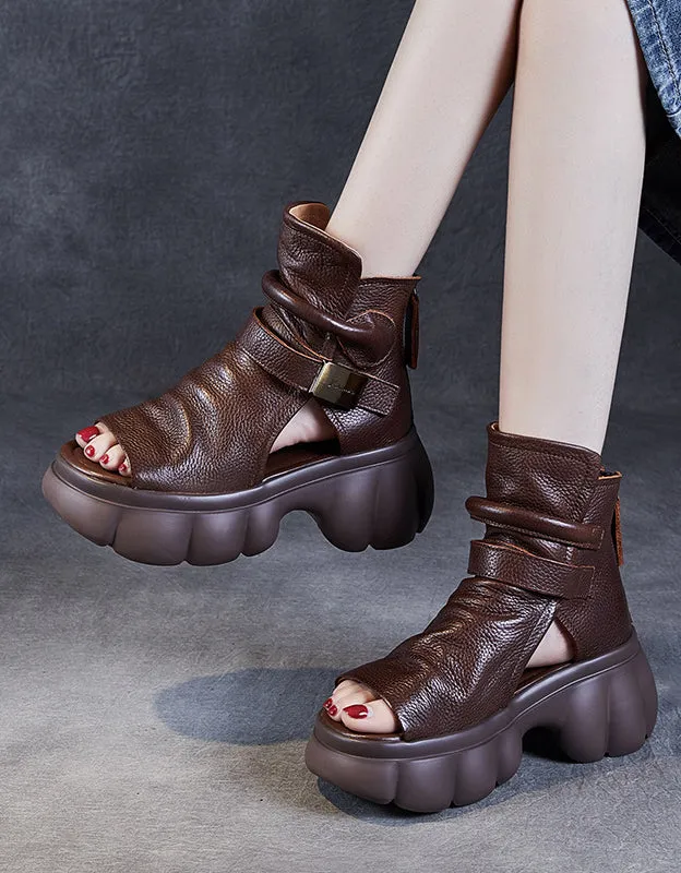 Ankle Buckle Comfortable Fish Toe Platform Sandals