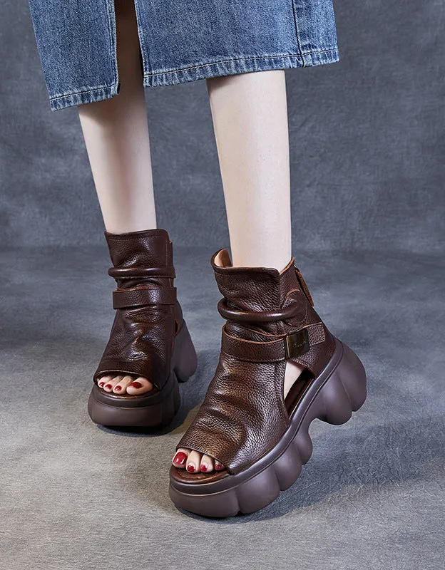 Ankle Buckle Comfortable Fish Toe Platform Sandals