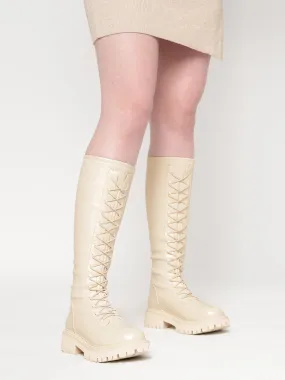 Beige PU High-End-Fashion Stylish Long Boots (TC-RS3702-BEIG)