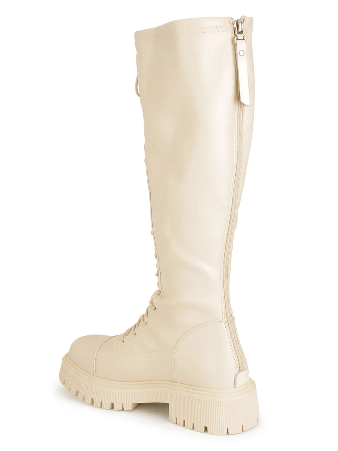 Beige PU High-End-Fashion Stylish Long Boots (TC-RS3702-BEIG)