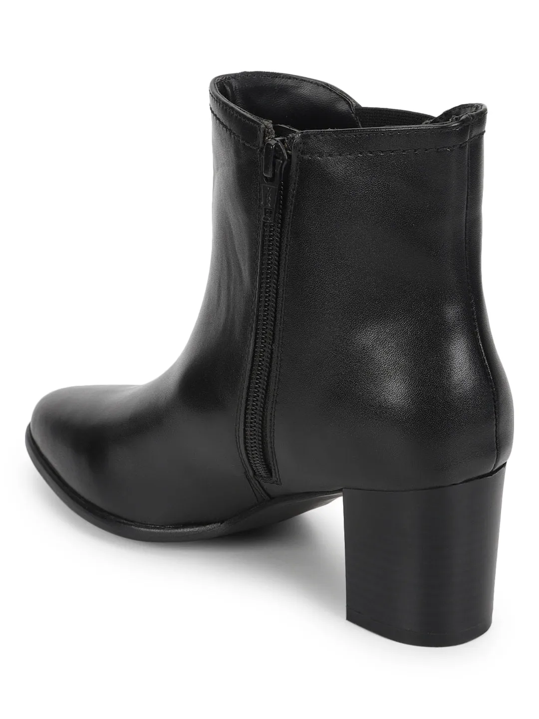 Black PU Block Ankle Boots (TC-20645-BLK)