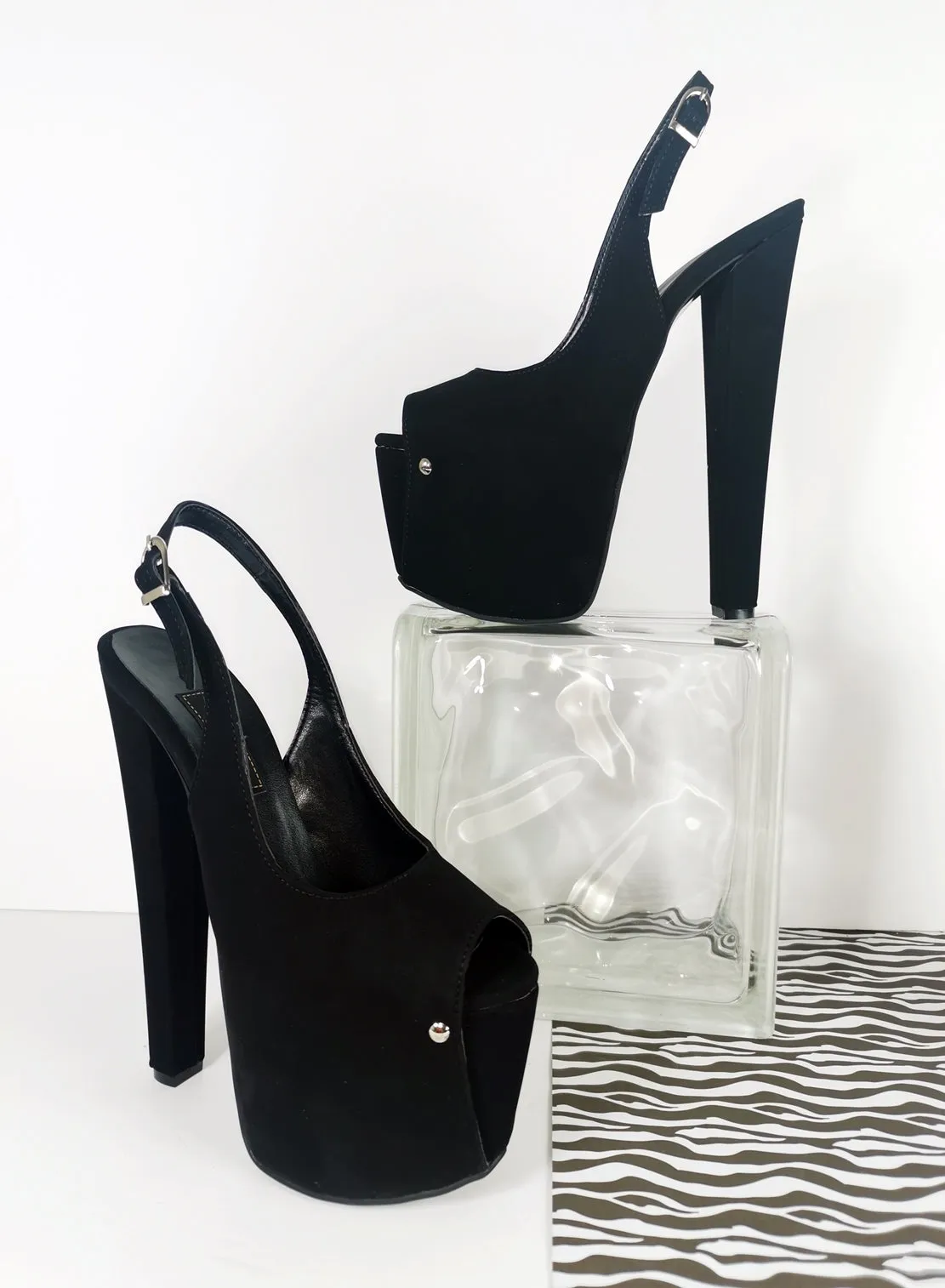 Black Suede Slingback High Heels