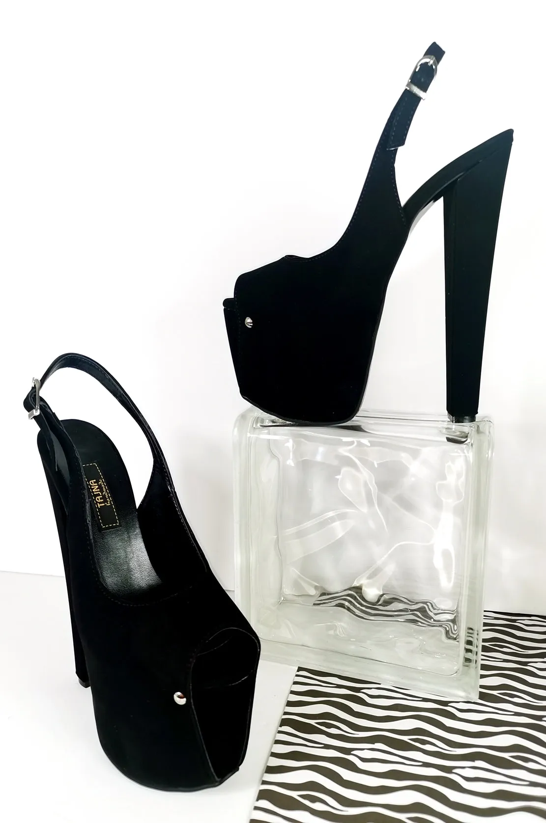 Black Suede Slingback High Heels