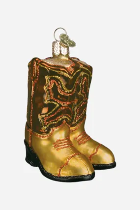 Brown Pair Of Cowboy Boots Ornament