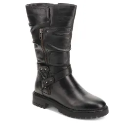 Buckled Leather Slouch Boots - KF40027 / 326 520