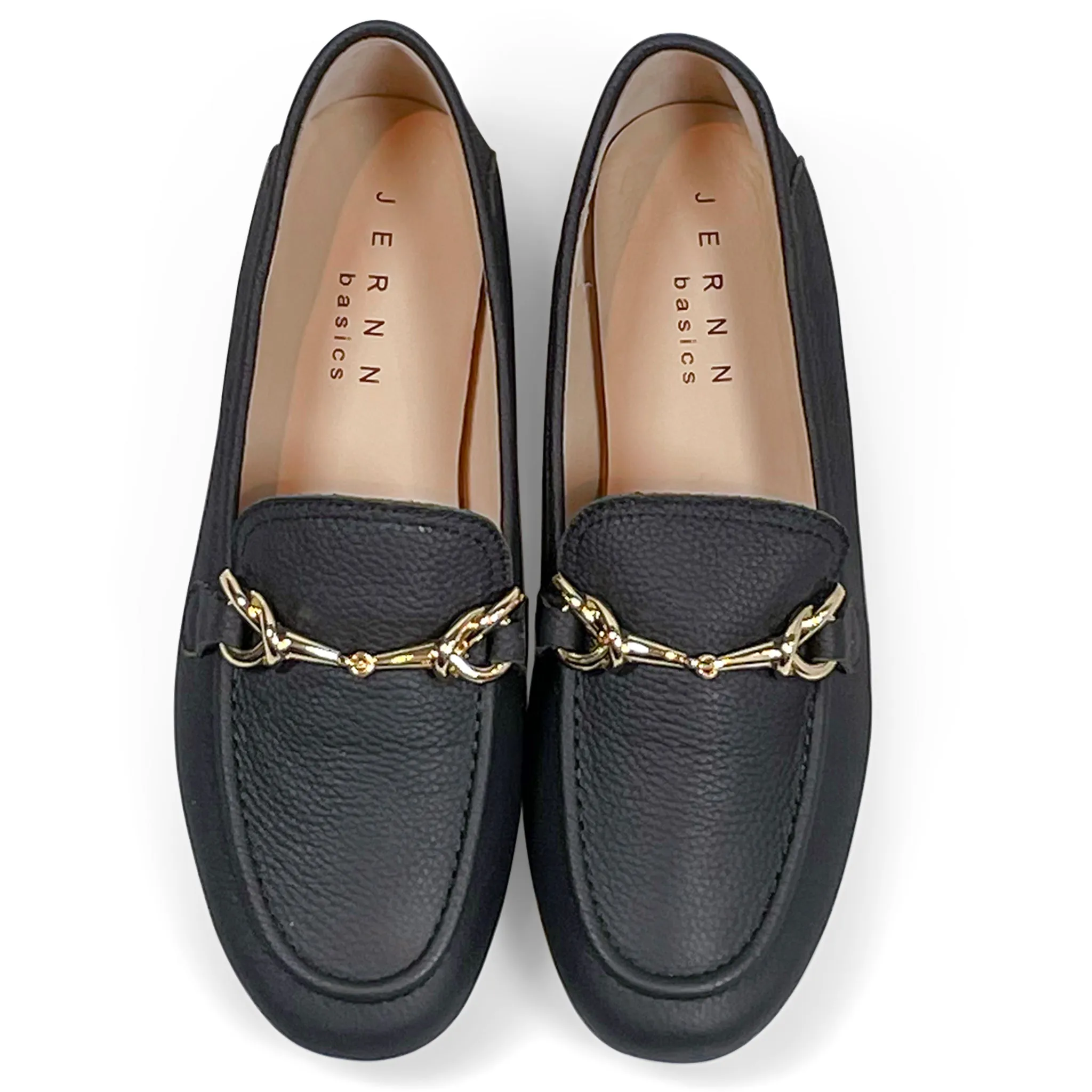 Classic Italian leather loafers with buckle