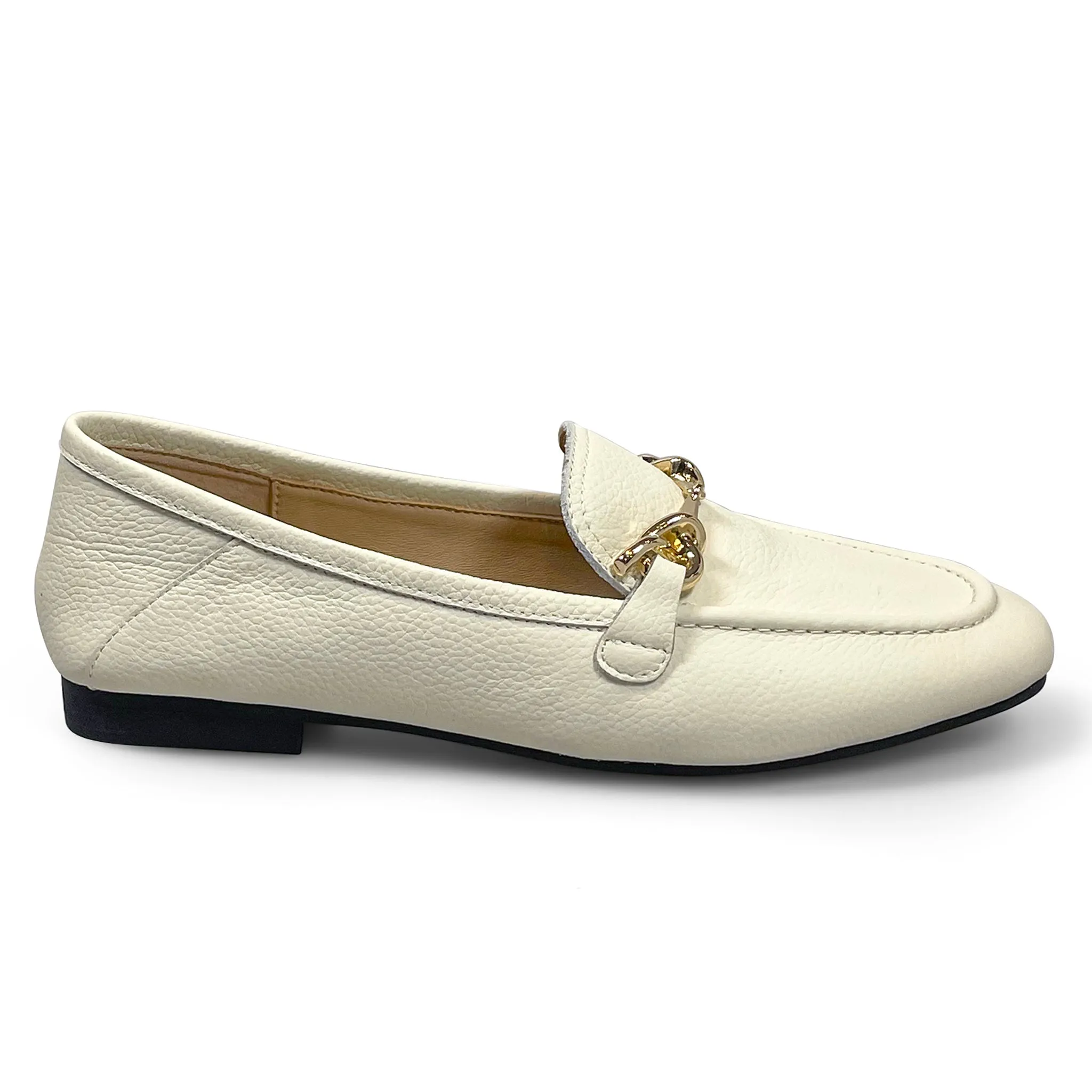 Classic Italian leather loafers with buckle