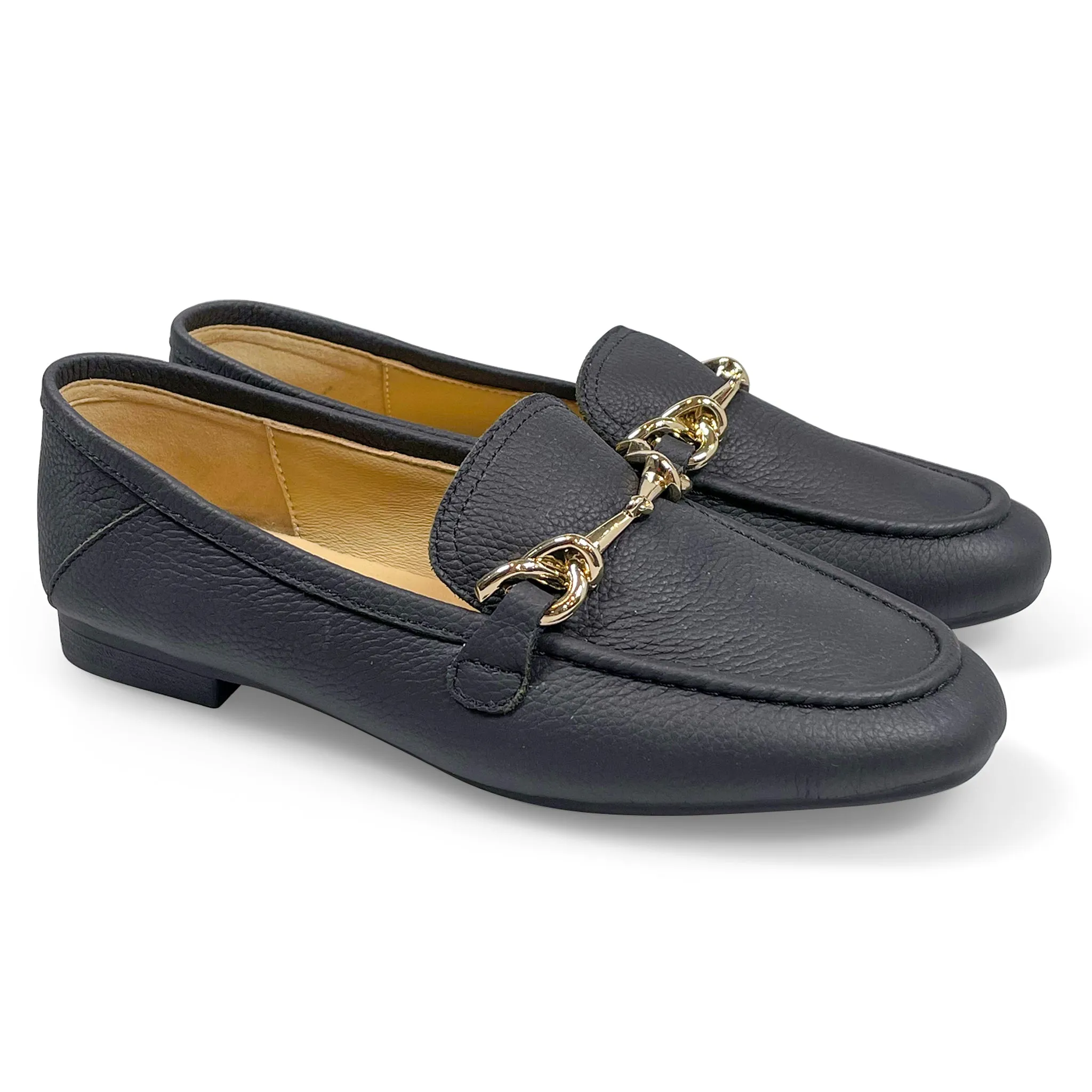 Classic Italian leather loafers with buckle