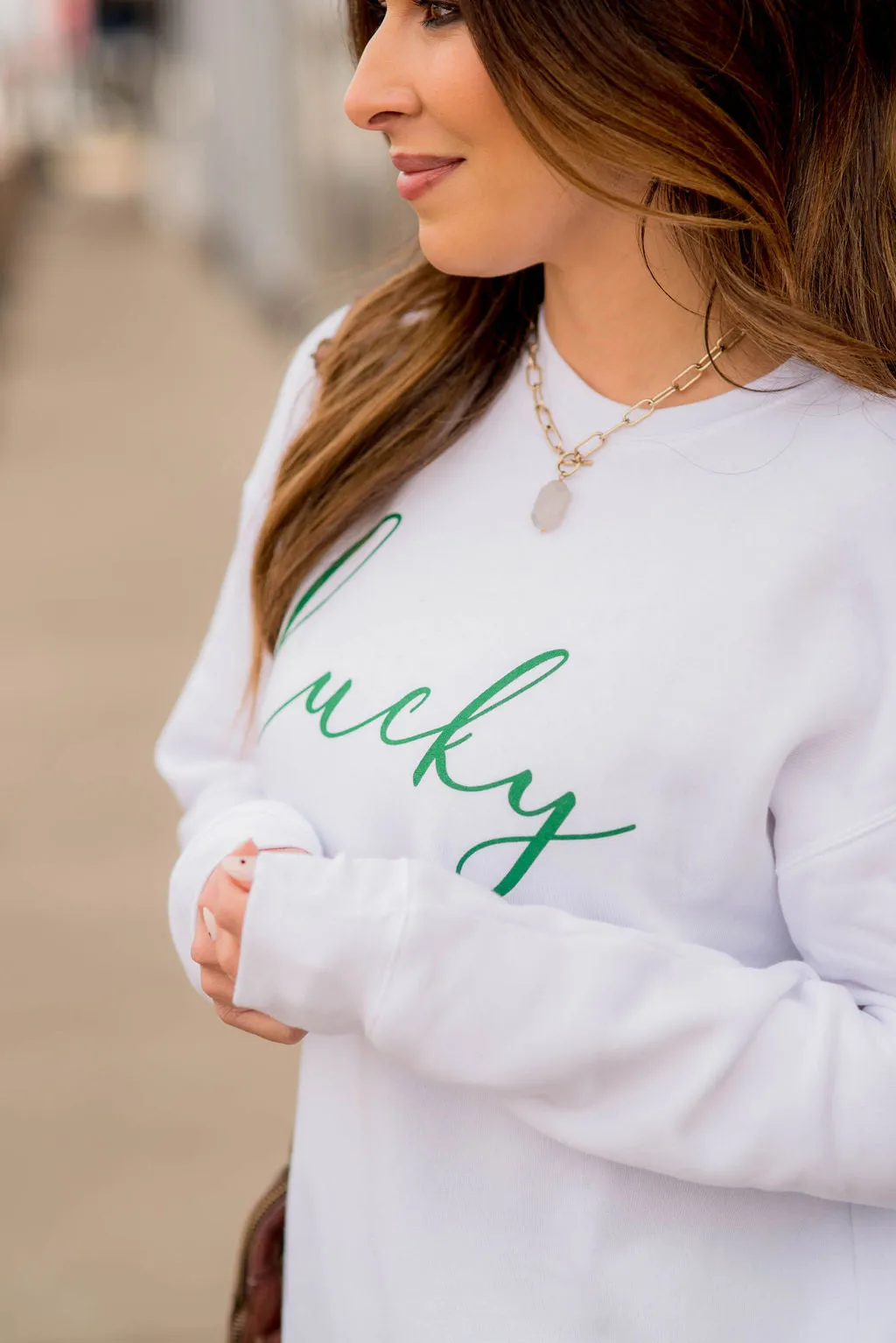 Cursive Lucky Graphic Crewneck