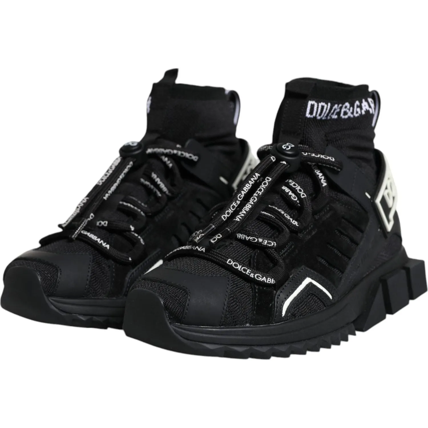 Dolce & Gabbana Black Sorrento Socks Logo Sneakers Shoes