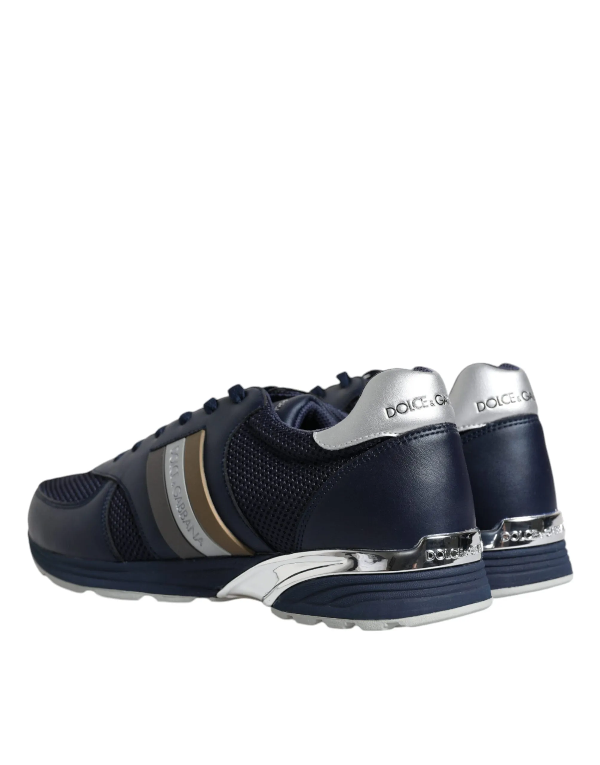 Dolce & Gabbana Blue Logo Leather Casual Men Sneakers Shoes