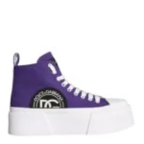 Dolce & Gabbana Purple Canvas Logo Sneakers Boots Shoes