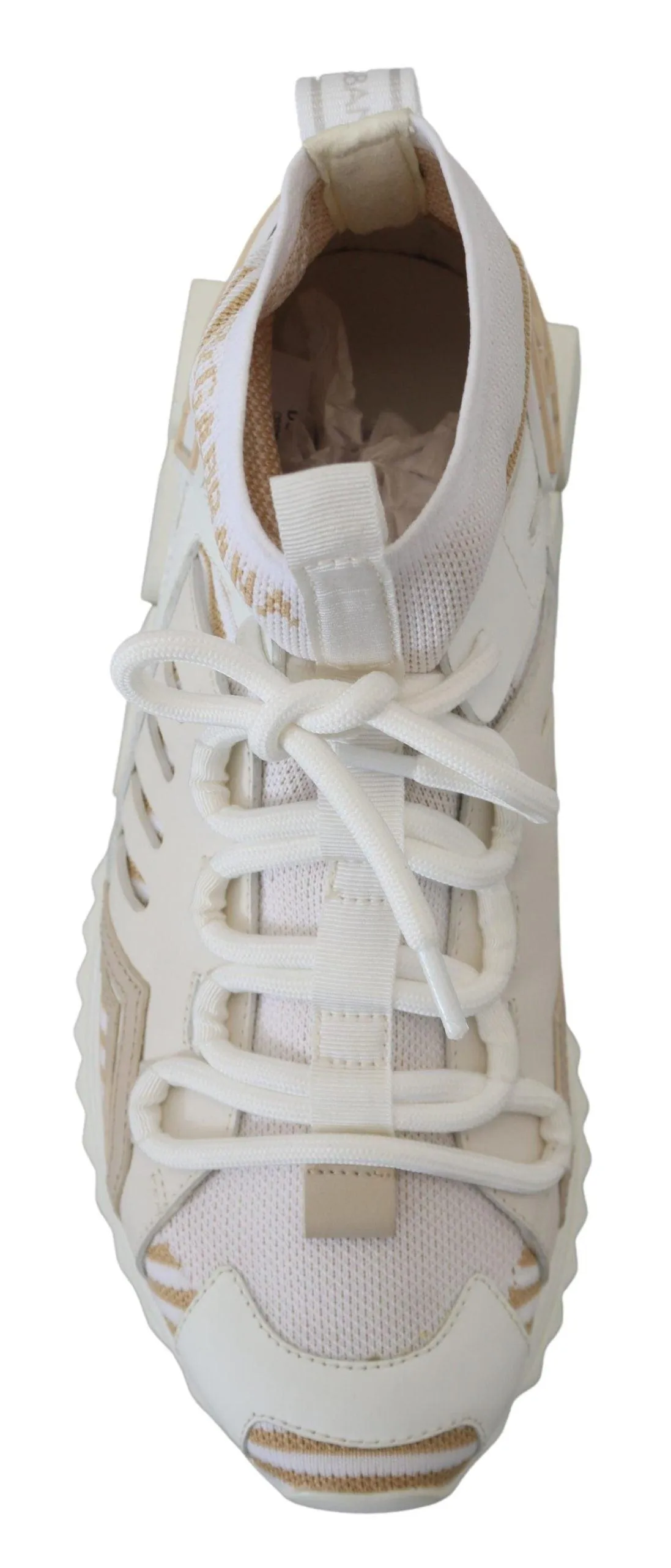 Dolce & Gabbana White Beige Sorrento Sneakers Shoes