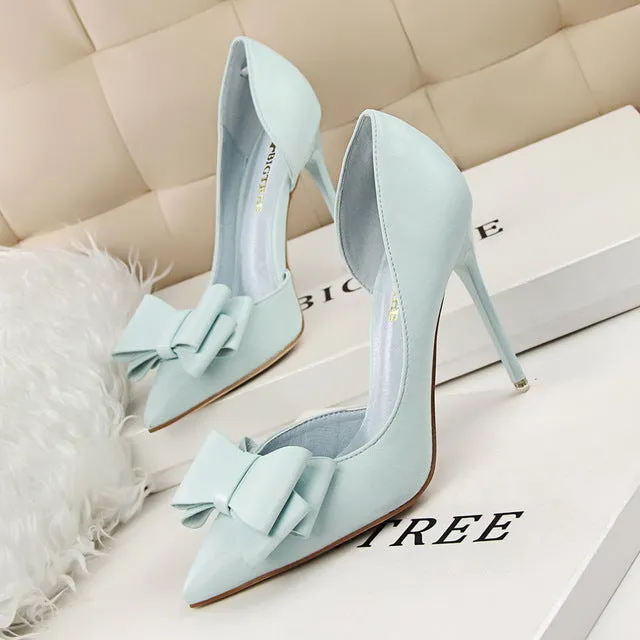 Elegant Pumps Sweet Bowknot High-Heeled Shoes