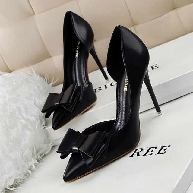 Elegant Pumps Sweet Bowknot High-Heeled Shoes