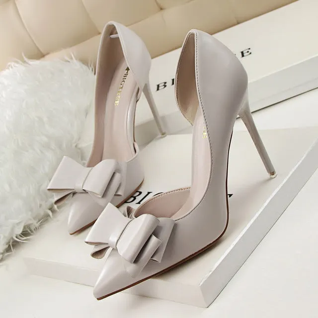 Elegant Pumps Sweet Bowknot High-Heeled Shoes