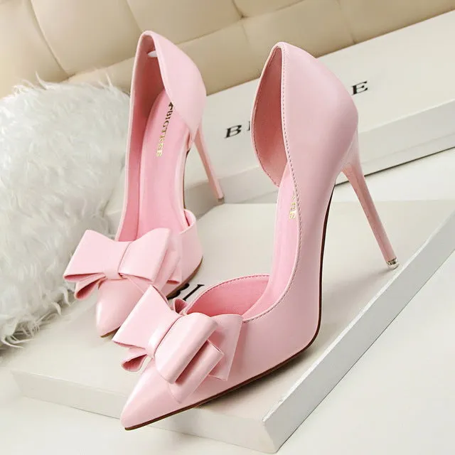 Elegant Pumps Sweet Bowknot High-Heeled Shoes