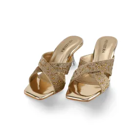 Elegant Women's Velvet Sandals with Clear Heels and Rhinestone Embolishment