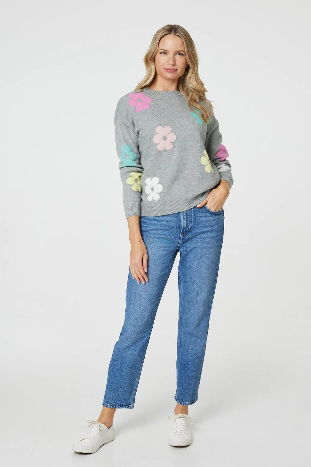 Floral Long Sleeve Knit Pullover