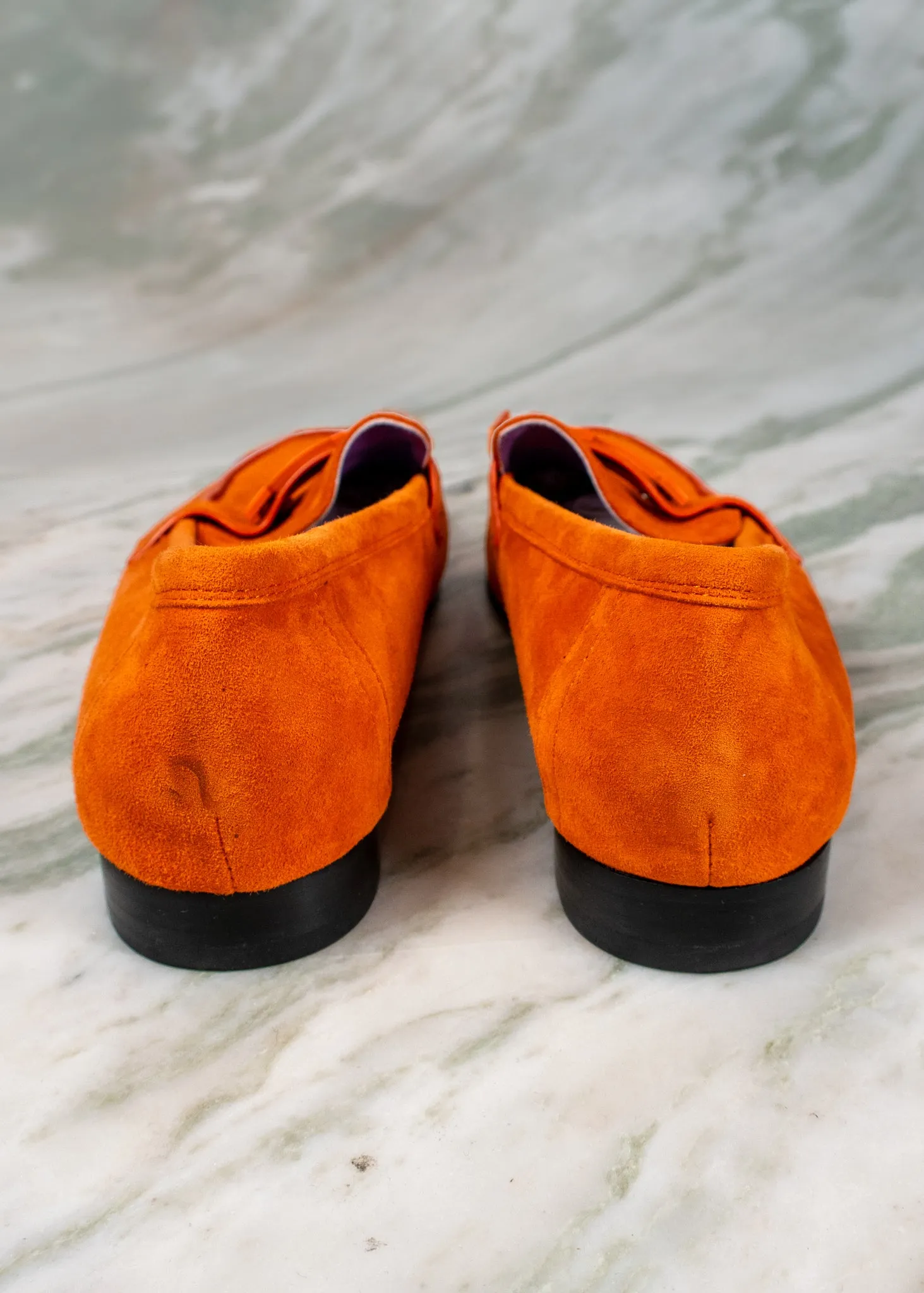 Hermès Orange Suede Paris Loafers