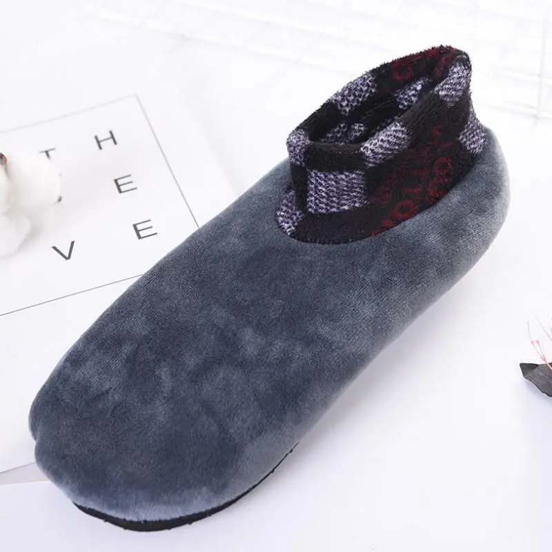 Indoor Non-slip Thermal Slipper Socks Women Leopard