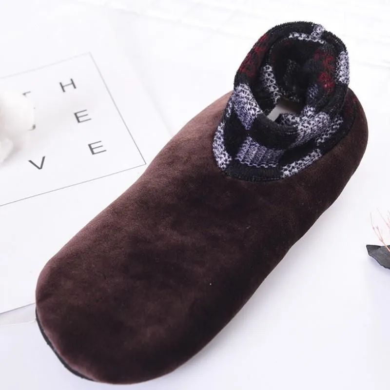 Indoor Non-slip Thermal Slipper Socks Women Leopard