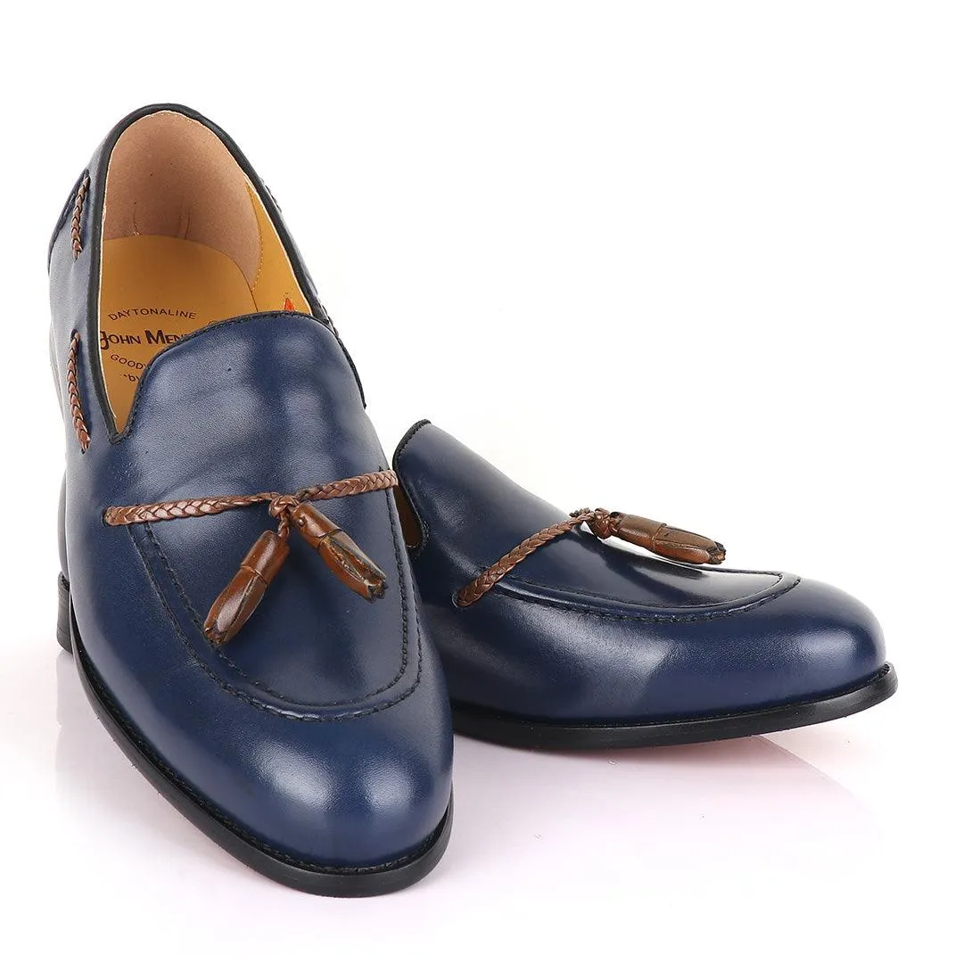 John Mendson Blue with  Brown Tassel Loafers