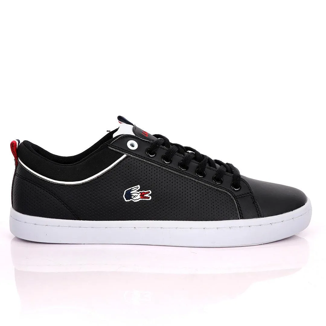 Lacoste Dotted Leather Black Sneakers With White Sole