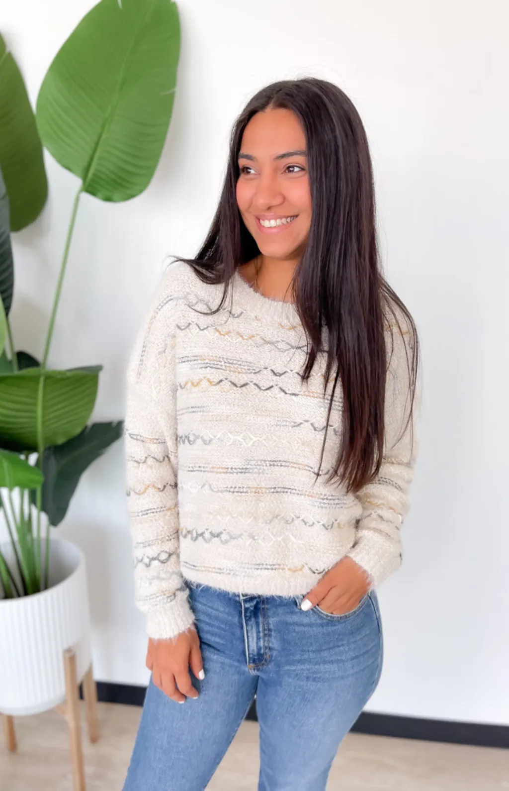 Melody Textured Ivory Sweater