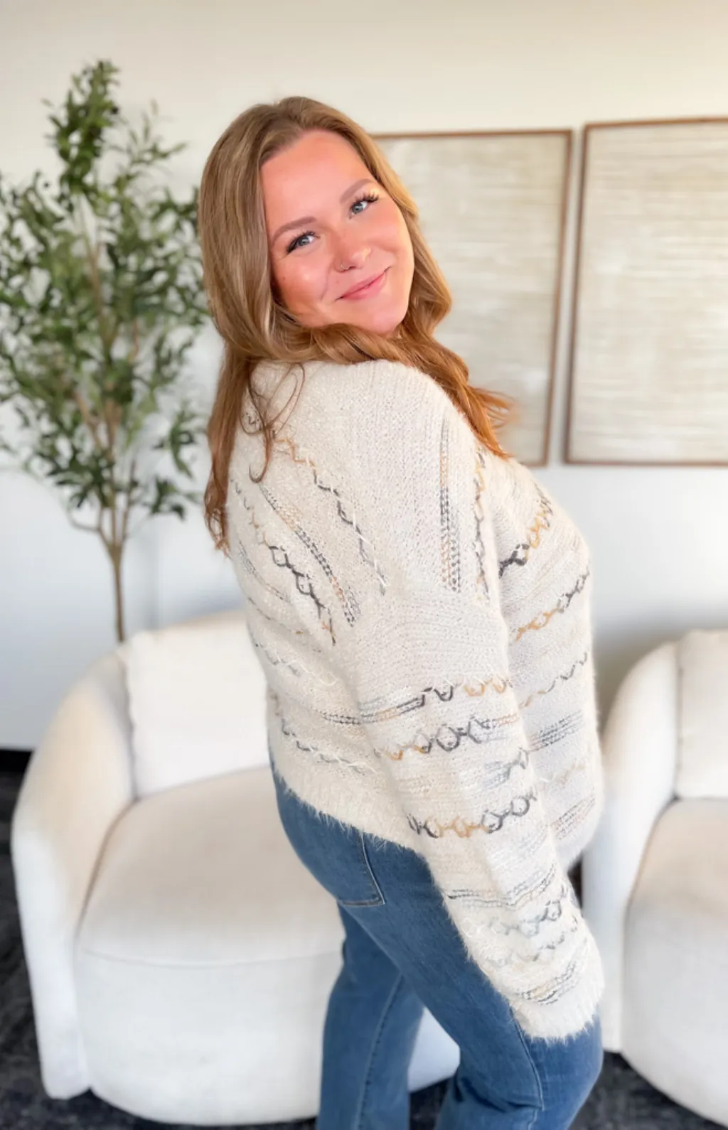 Melody Textured Ivory Sweater