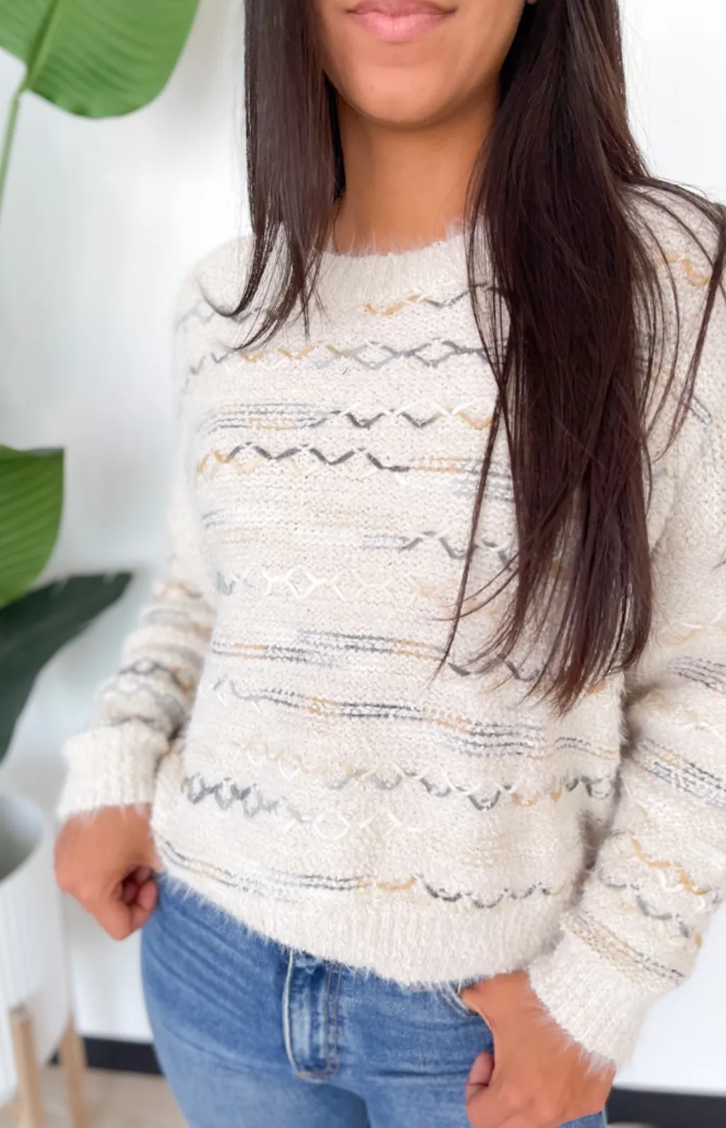 Melody Textured Ivory Sweater