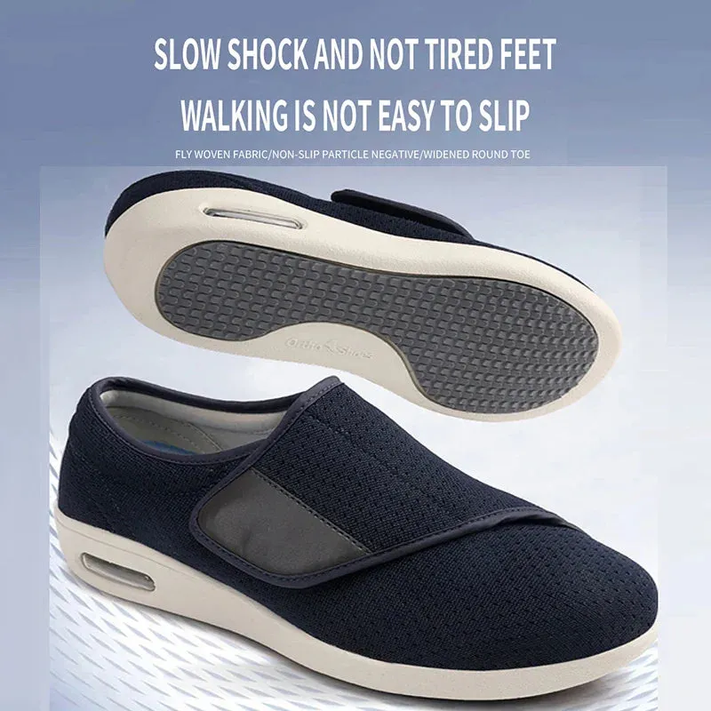 Men's Diabetic Elderly Shoes Large Size Plus Fertilizer Widening Shoes Adjustable Foot Swelling Shoes Non-Slip Double Insole Air