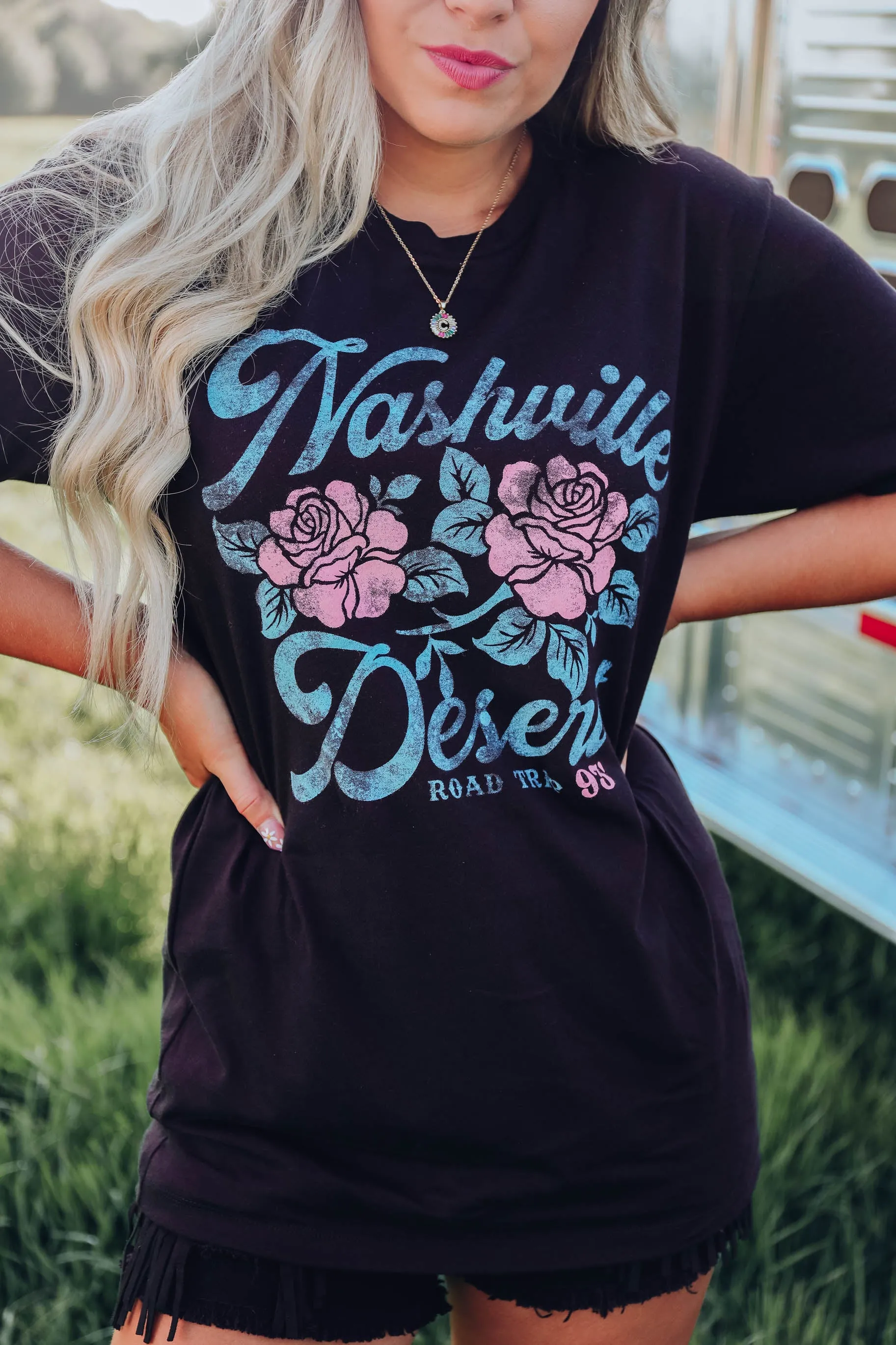 Nashville Desert Road Trip Graphic Tee - Black