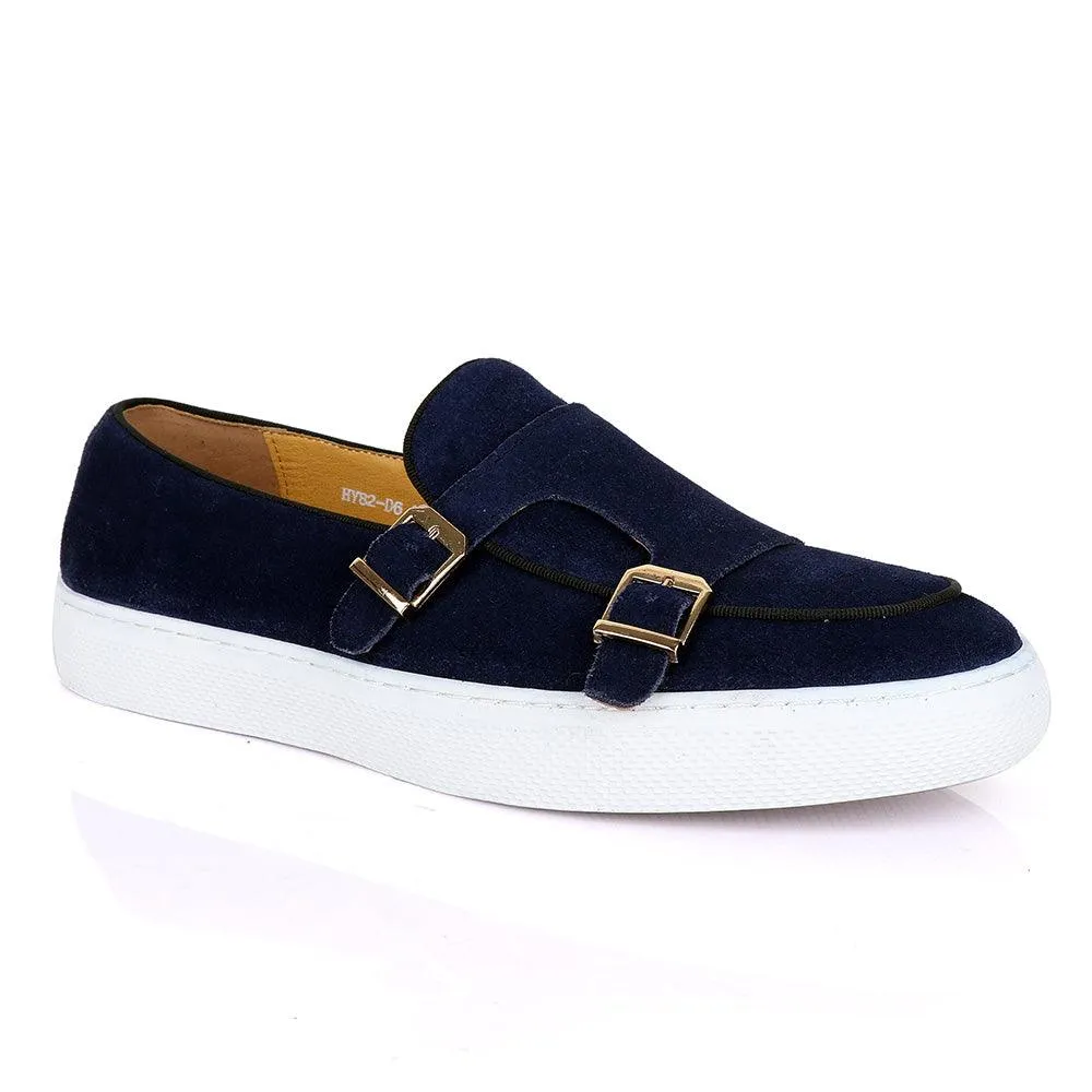 Terry Taylors Monk Double Strap Blue Suede Sneaker Shoe