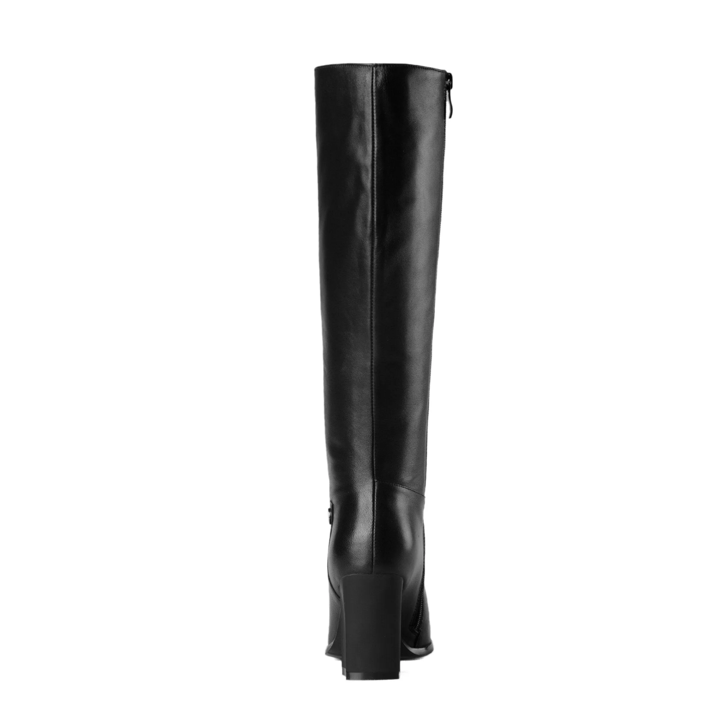 TinaCus Genuine Leather Square Toe Chunky Heel comfortable Knee High Boots