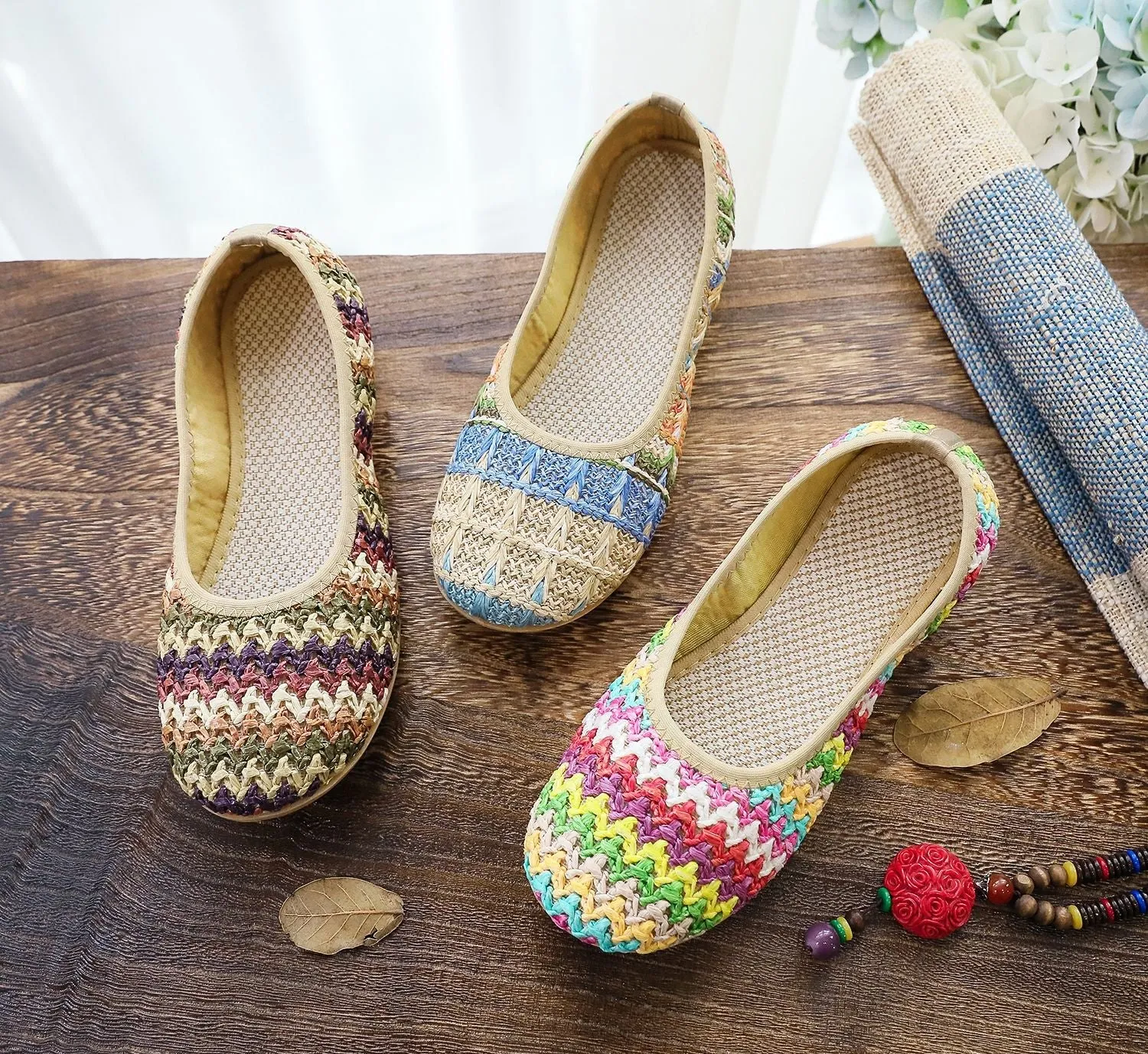 Women's Soft Bottom Beach Woven Cloth Summer Ethnic Canvas Shoes